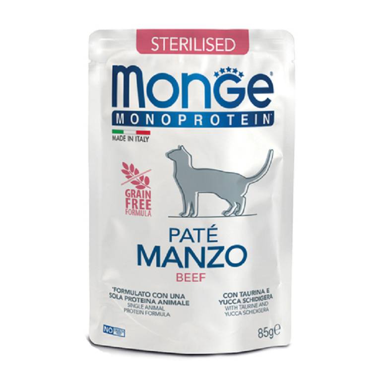 MONGE CAT STERIL PATE MANZO85G
