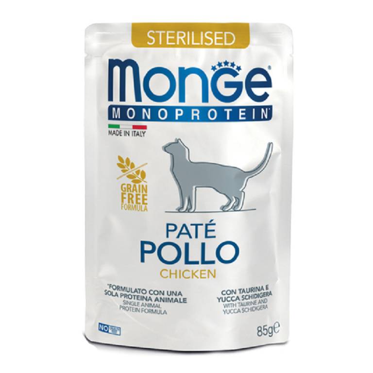 MONGE CAT STERIL PATE POLLO85G