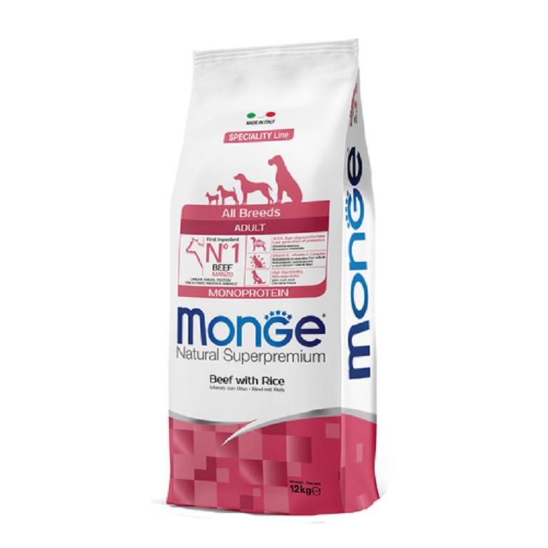 MONGE DOG AB MANZO&RISO 12KG