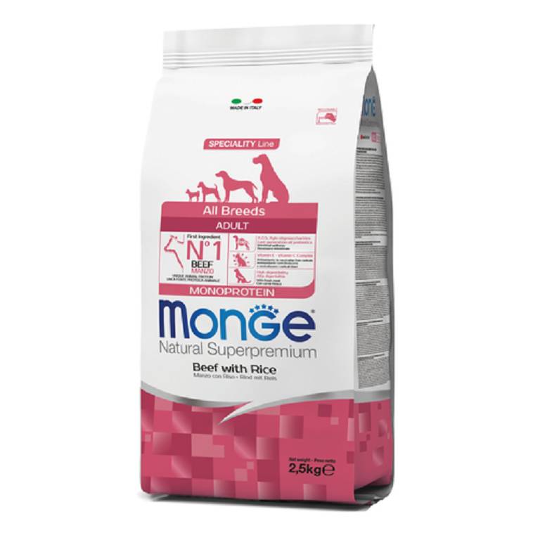 MONGE DOG AB MANZO&RISO 2,5KG